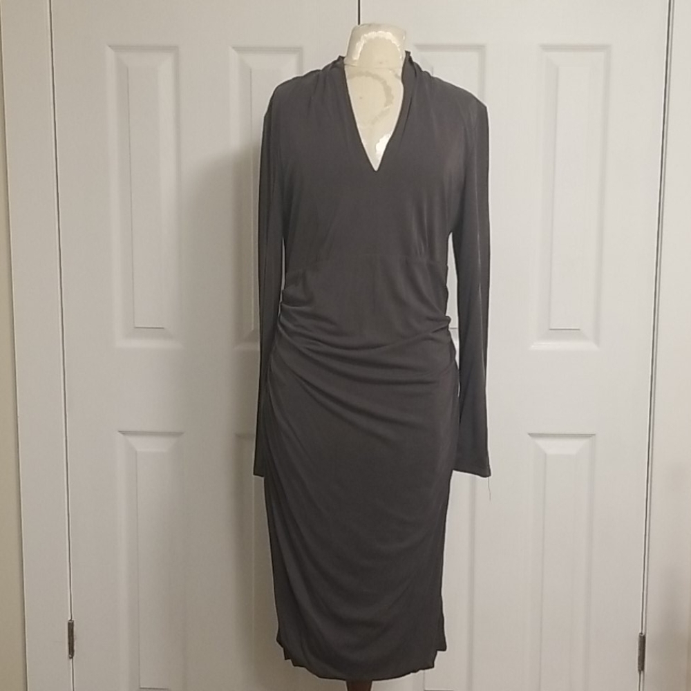 Le Chateau - Gray Ruched Dress with Long Sleeves